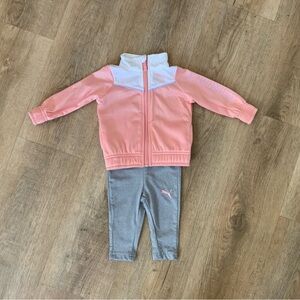 Puma Kids Pink and Gray Track Suit Set Bundle
